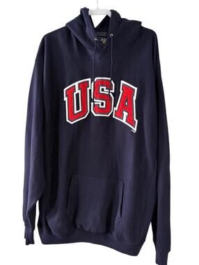 Steve & Barry's Mens XXL Hoodie Navy Blue USA Pullover Sweat Shirt Heavyweight